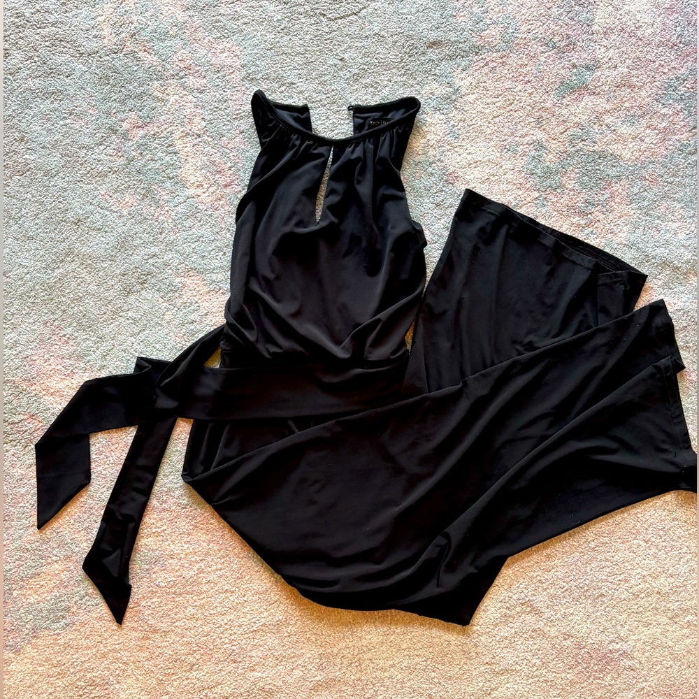 Black jumpsuit flowy leg office casual or formal